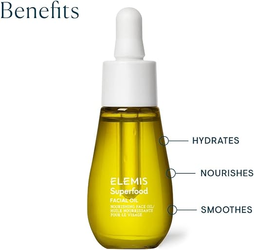 ELEMIS Superfood Facial Oil, Nourishing Face Oil Formulated with 9 Antioxidant-Rich Superfoods, Award-Winning Facial Oil to Enhance Radiance and Complexion, Lightweight Oil to Plump and Smooth, 15ml