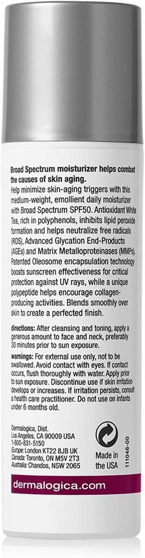 Dermalogica Dynamic Skin Recovery SPF50 - Broad Spectrum Moisturizer to Combat Skin Aging - Medium-Weight, Emollient Daily Moisturiser - 50ml