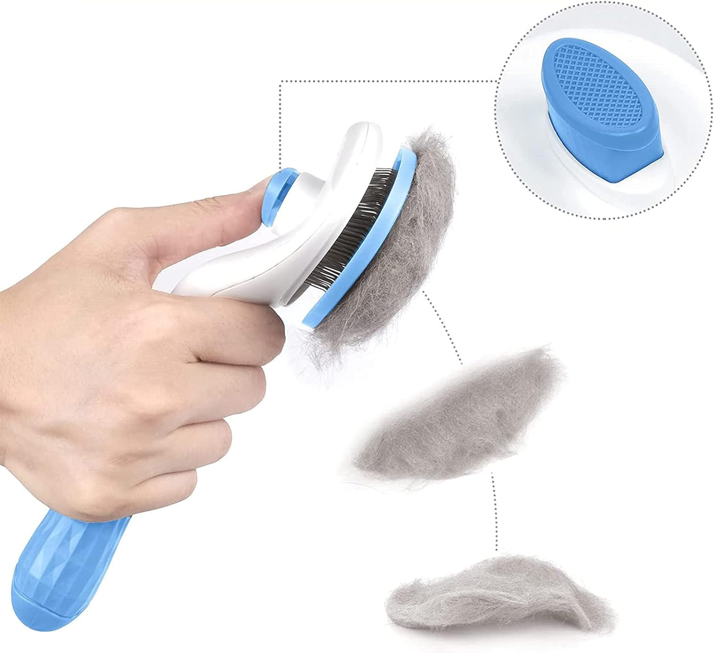 Dog Brush Cat Brush Grooming Comb,Self Cleaning Cat Dog Slicker Brushes with Smooth handle,Pet Grooming Tool with Cleaning Button for Cat Dog Shedding Tools Cat Dog Massage Clean Tangled Brush (Blue)