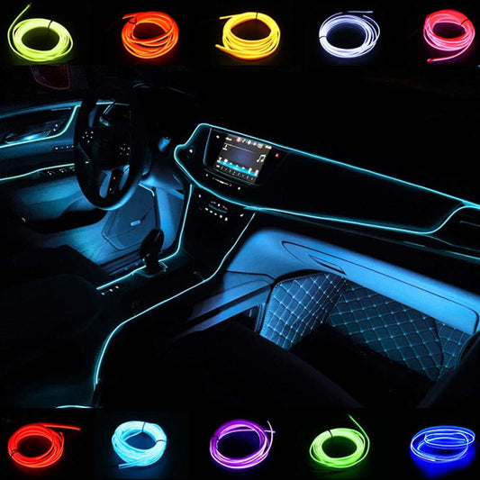 Car lights, El Car Interior Trim Light Strip DC 12V Flexible Lights for Car Decor(3m/9ft, Ice blue)