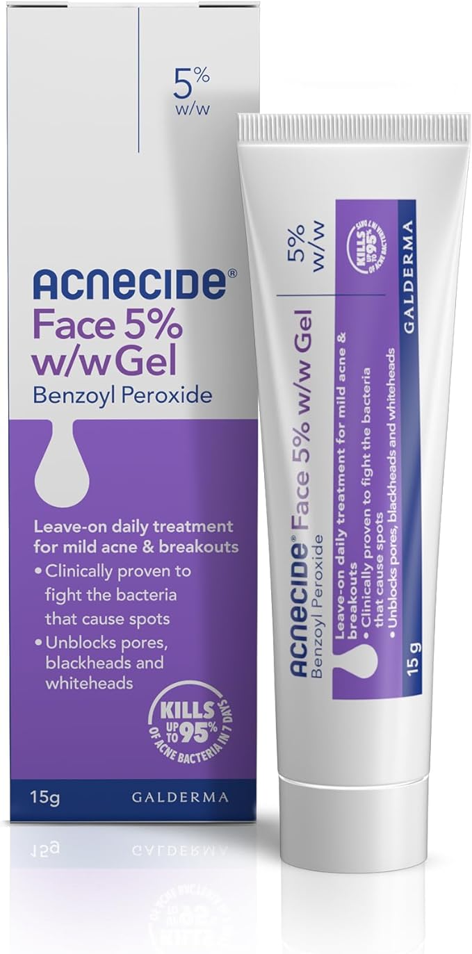 Acnecide Face Gel 15 g, For Acne Treatment and Spot Treatment With 5 Percent Benzoyl Peroxide For Blackheads and Acne Prone Skin, 15 g