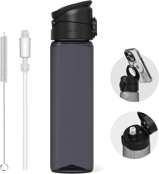 Magnetic Bottle 800ml | Tritan Water Bottle with Straw Lid, Sport Bottle with MagSafe Compatible Handle, Tripod with Adjustable Angles