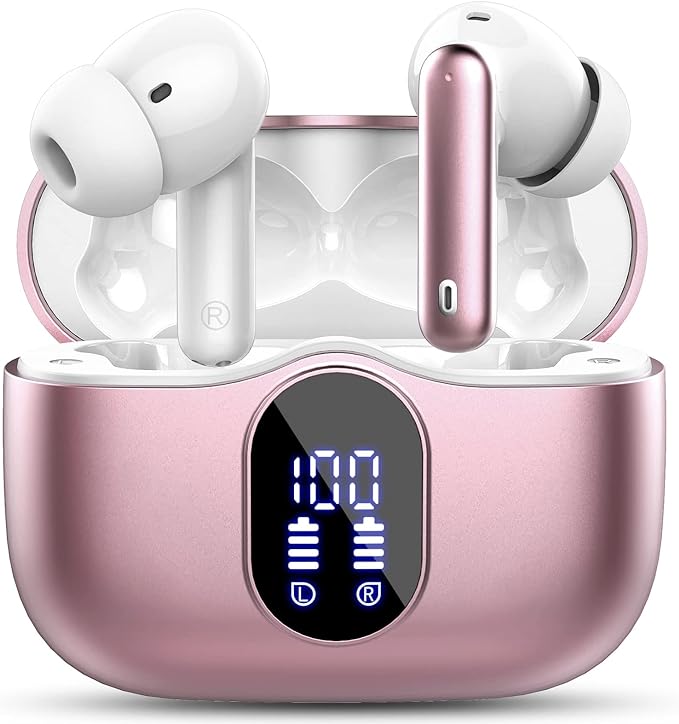 Wireless Earbuds, Bluetooth 5.3 Headphones In Ear with 4 ENC Noise Cancelling Mic, LED Display 2023 Bluetooth Earbuds Mini Deep Bass Stereo Sound, 36H Playtime, Wireless Earphones IP7 Waterproof