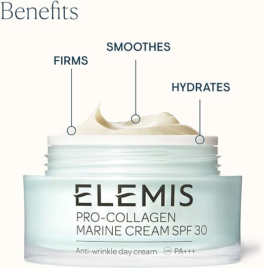 ELEMIS Pro-Collagen Marine Cream, Anti-Wrinkle Daily Face Moisturising Lotion, Hydrating Ultra-Light Gel-Cream Day Moisturiser Leaves Skin Smooth, Glowing and Rejuvenated, Suitable for All Skin Types