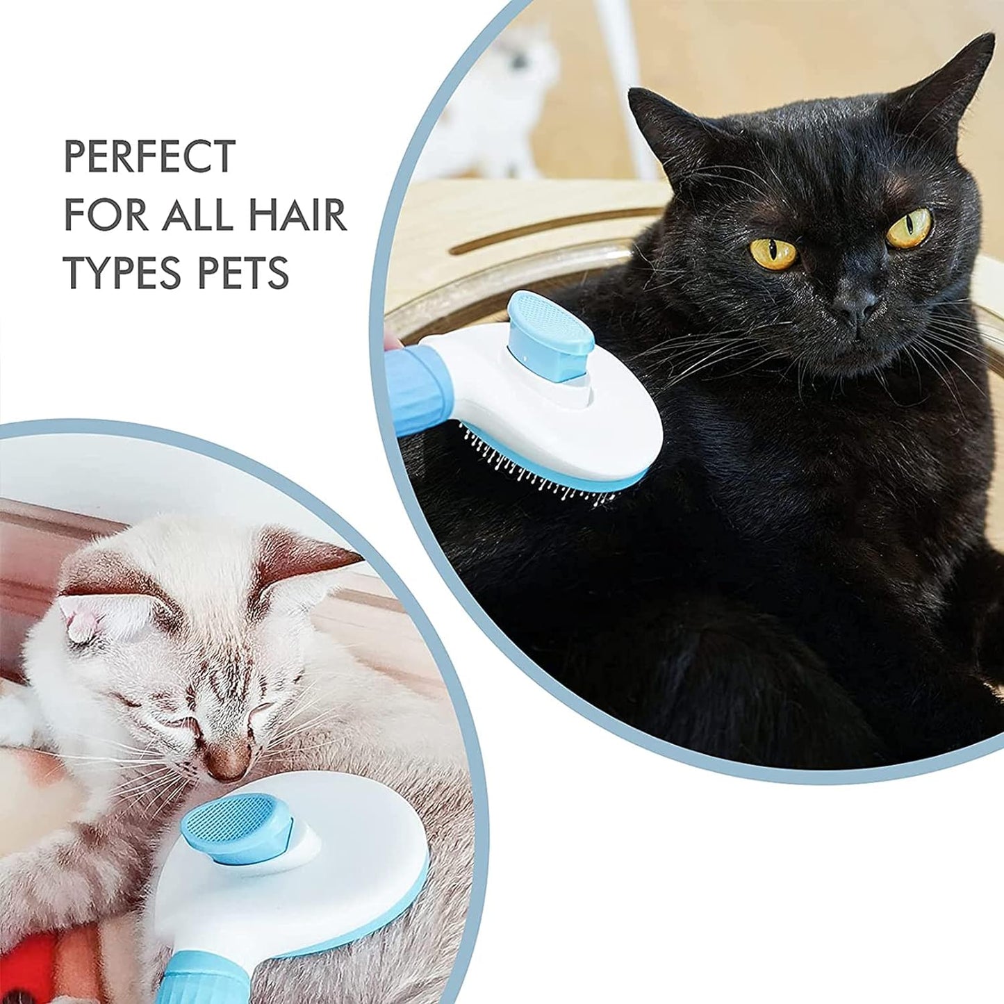 Dog Brush Cat Brush Grooming Comb,Self Cleaning Cat Dog Slicker Brushes with Smooth handle,Pet Grooming Tool with Cleaning Button for Cat Dog Shedding Tools Cat Dog Massage Clean Tangled Brush (Blue)