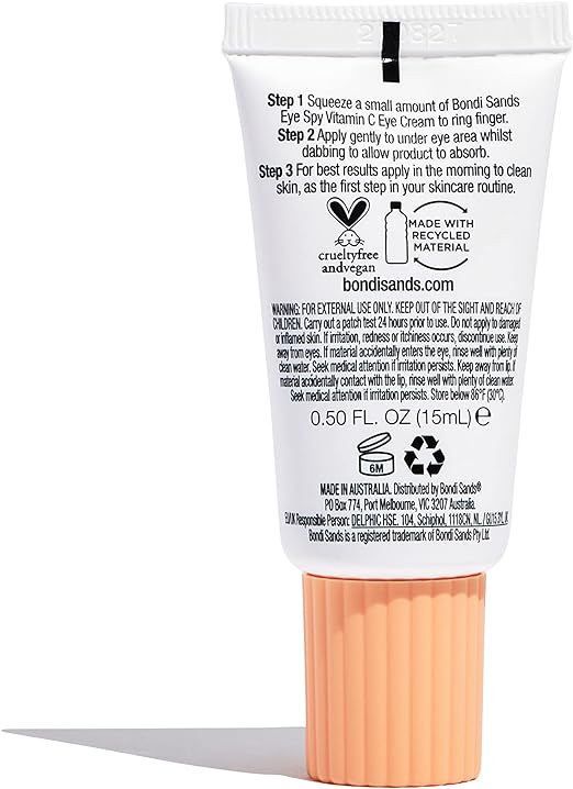 Bondi Sands Eye Spy Vitamin C Eye Cream 15ml, Energizing Under Eye Cream Enriched with Vitamin C to Soothe, Hydrate Tired Eyes