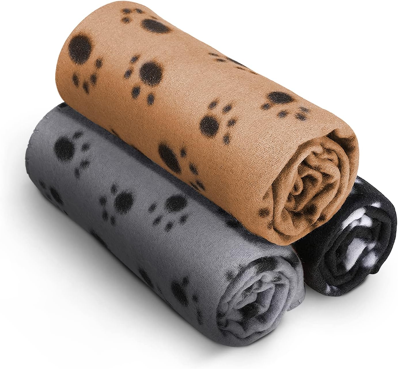 urDreams 3 Pack Machine Washable Pet Blankets - Luxury Soft Flannel Fleece Throw - Dog Cat