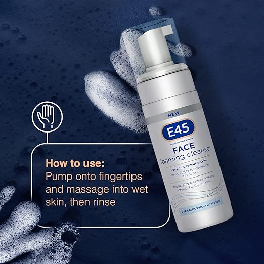 E45 Face Wash Foaming Cleanser – Daily Face Cleanser for Dry and Sensitive Skin – Gentle Facial Cleanser – Removes Excess Oil and Makeup for Clean, Soft Skin