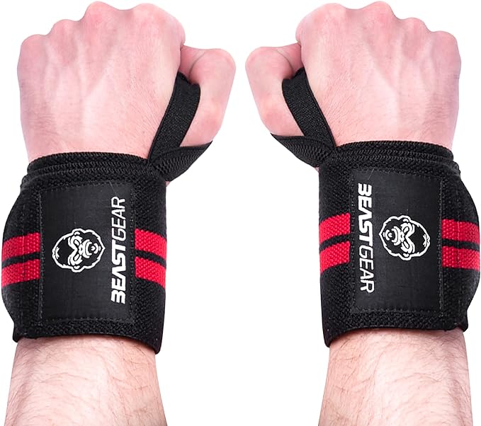 Beast Gear Wrist Wraps – Heavy Duty Professional Standard Weight Lifting Wrist Wraps.