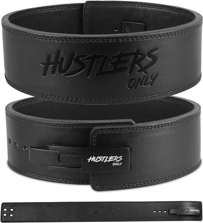 Hustlers Only Weight Lifting Belt with Lever Buckle Genuine Leather Gym Belt for Deadlift, Power Lifting, Bodybuilding, Workout Belt 10mm thickness for Back Support, Lifting Belt for Men and Women