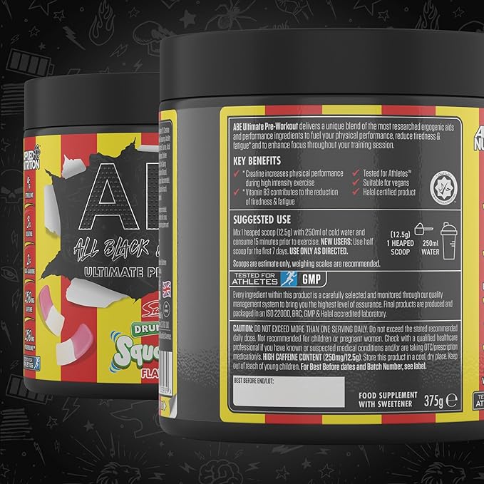 Applied Nutrition ABE Pre Workout - All Black Everything Pre Workout Powder, Energy & Physical Performance with Citrulline, Creatine, Beta Alanine (375g - 30 Servings)