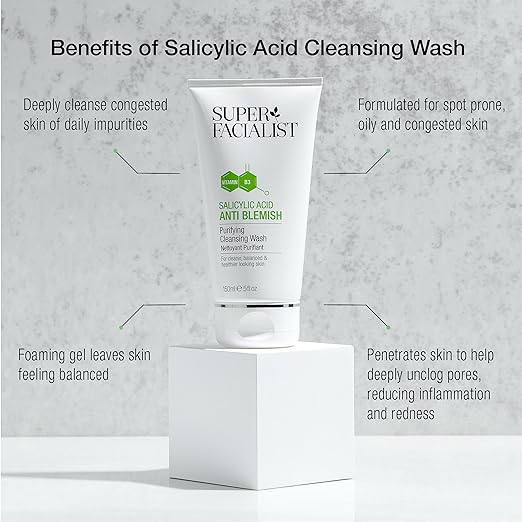 Super Facialist - Salicylic Acid Anti Blemish Purifying Cleansing Wash with Niacinamide (Vitamin B3), Face Cleanser & Face Wash for Clean and Clear Skin & Treat Acne, 150ml