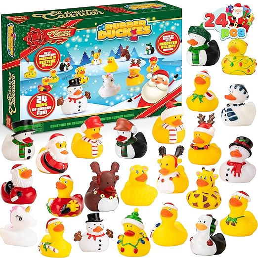 Advent Calendar 24 Days Christmas Countdown with 24 Rubber Ducks