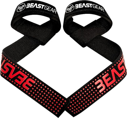 Beast Gear Weight Lifting Straps - Professional, Padded Gym Wrist Straps w/Advanced Gel Grips