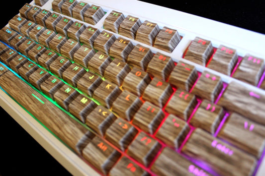 Keycaps 108 PCs Wooden Imitation Theme Backlit for Mechanical Keyboards PBT Dye-Sub Cherry Translucent RGB Gift Idea for Gamers